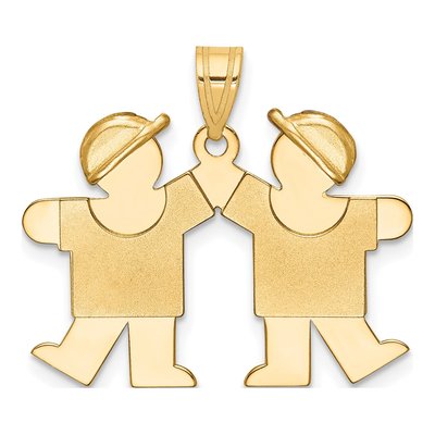 14K Yellow Gold Double Boys Kiss Charm