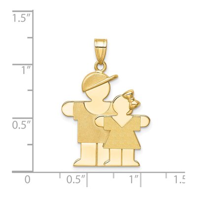 14k Yellow Gold Engravable Big Boy Little Girl Charm – view 4