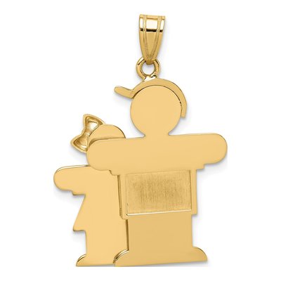 14k Yellow Gold Engravable Big Boy Little Girl Charm – view 5