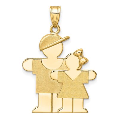 14K Yellow Gold Big Boy Little Girl Charm