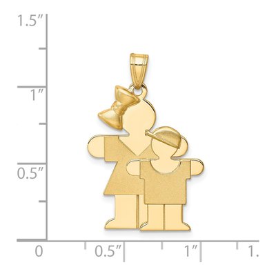 14K Gold Engravable Big Girl Little Boy Charm – view 3