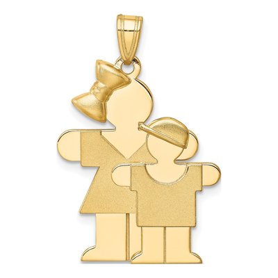 14K Yellow Gold Big Girl Little Boy Charm