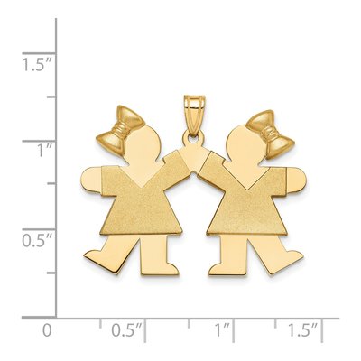 14K Yellow Gold Kids Double Girls Kiss Charm – view 3