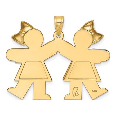 14K Yellow Gold Kids Double Girls Kiss Charm – view 4