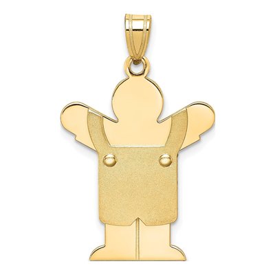 14K Yellow Gold Boy Overalls Charm