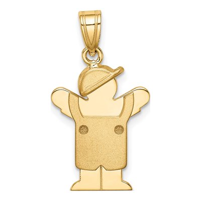 14K Yellow Gold Boy Overalls Charm