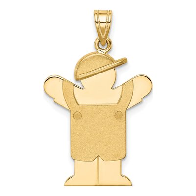 14K Yellow Gold Boy Overalls Charm