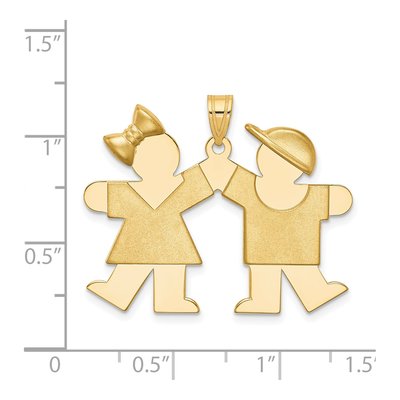 14K Yellow Gold Kids Kissing Boy Girl Charm – view 3