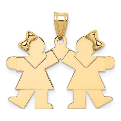 14K Yellow Gold Kids Kiss Charm
