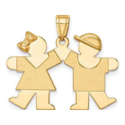 14K Yellow Gold Boy Girl Kiss Charm