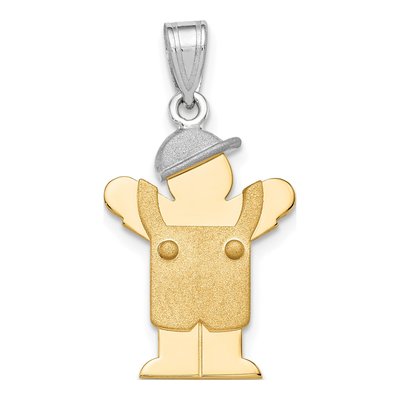 14K Two-Tone Gold Boy Overalls Charm