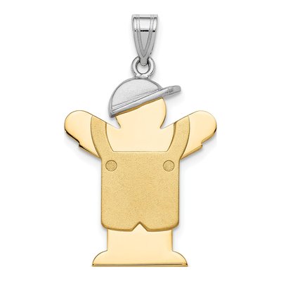 14K Two-Tone Gold Boy Overalls Charm