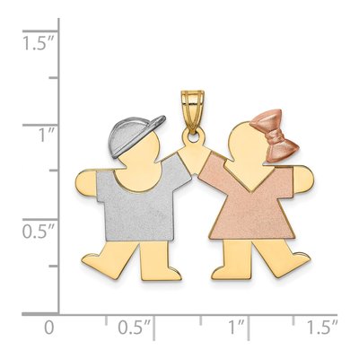 14K Tri-Color Kids Boy & Girl Kiss Charm Pendant – view 4