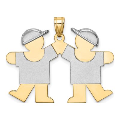 14K Two-Tone Gold Kids Kiss Charm