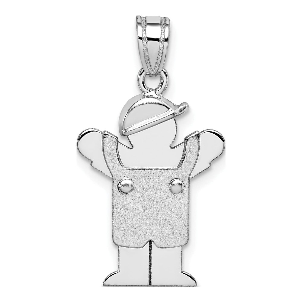 14K White Gold Boy Overalls Charm