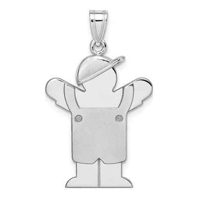 14K White Gold Boy Overalls Charm