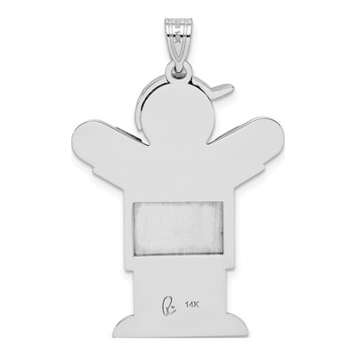 14K White Gold Diamond Kids Girl Charm – view 4