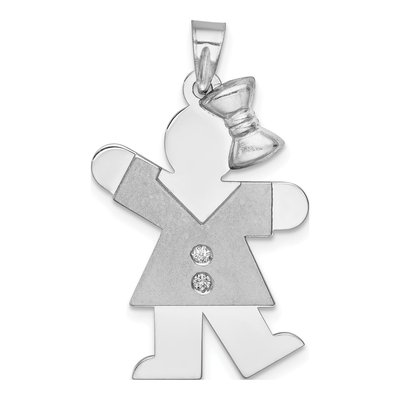 14K White Gold Diamond Kids Girl Charm