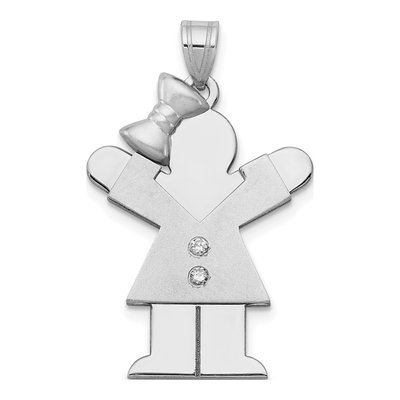 14K White Gold Diamond Girl Charm