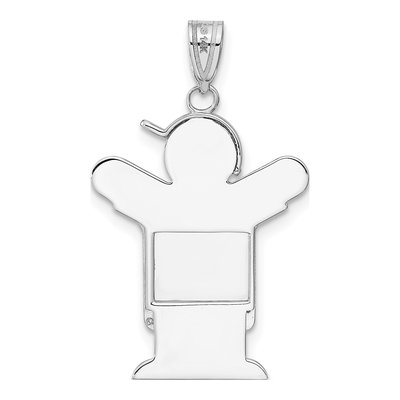 14K White Gold Boy Overalls Pendant Mounting – view 4