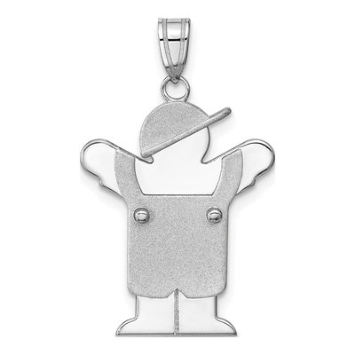 14K White Gold Boy Overalls Pendant Mounting