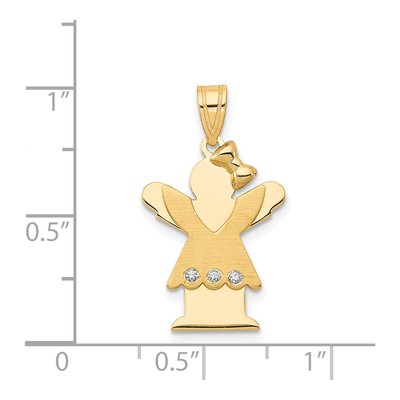 14K Yellow Gold Diamond Girl Pendant – view 3