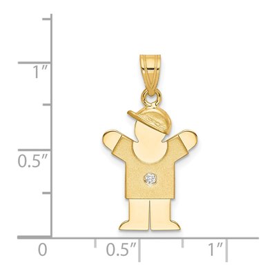 14K Yellow Gold Diamond Kids Boy Pendant – view 3