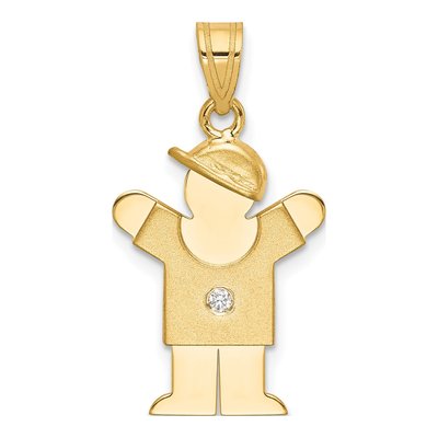 14K Yellow Gold Diamond Kids Boy Pendant