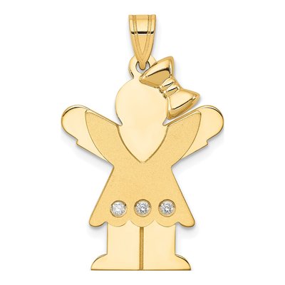 14K Yellow Gold Diamond Kids' Girl Love Pendant