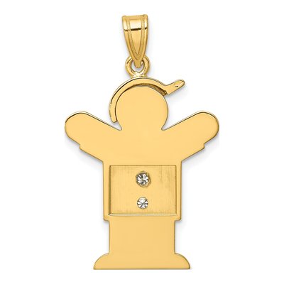 14K Yellow Gold Diamond Boy Pendant – view 4