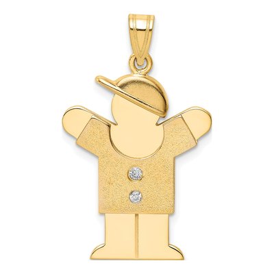 14K Yellow Gold Diamond Boy Pendant