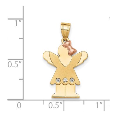 14K Two-Tone Gold Diamond Girl Pendant – view 3
