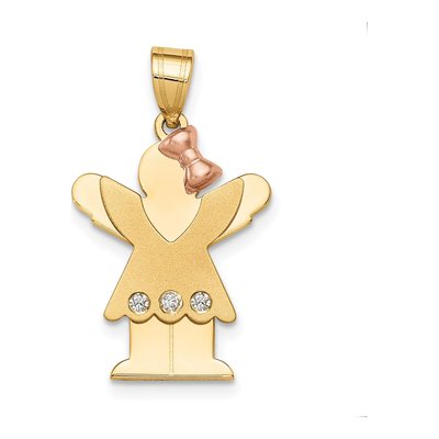 14K Two-Tone Gold Diamond Girl Pendant