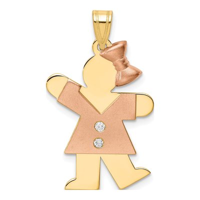 14K Two-Tone Gold Diamond Kids Collection Kiss Pendant