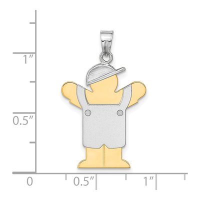 14K Two-Tone Gold Boy Overalls Pendant Mounting – view 4