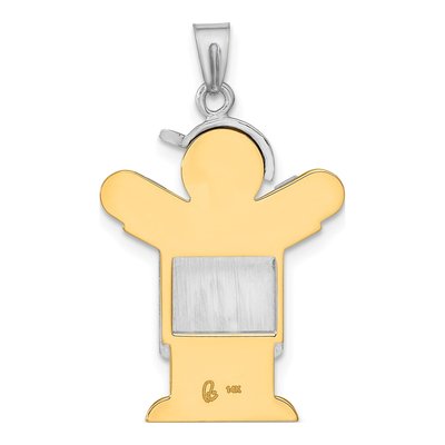 14K Two-Tone Gold Boy Overalls Pendant Mounting – view 5
