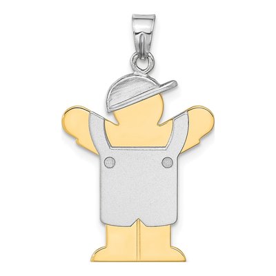 14K Two-Tone Gold Boy Overalls Pendant Mounting