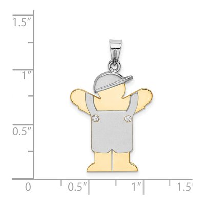 14K Two-Tone Gold Diamond Kids Boy Love Pendant – view 3