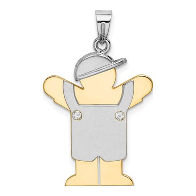 14K Two-Tone Gold Diamond Kids Boy Love Pendant