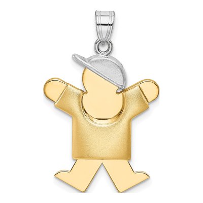 14K Two-Tone Gold Puffed Boy Charm