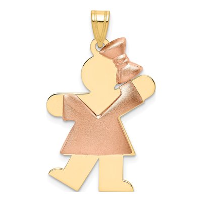 14K Two-Tone Gold Puffed Girl Charm