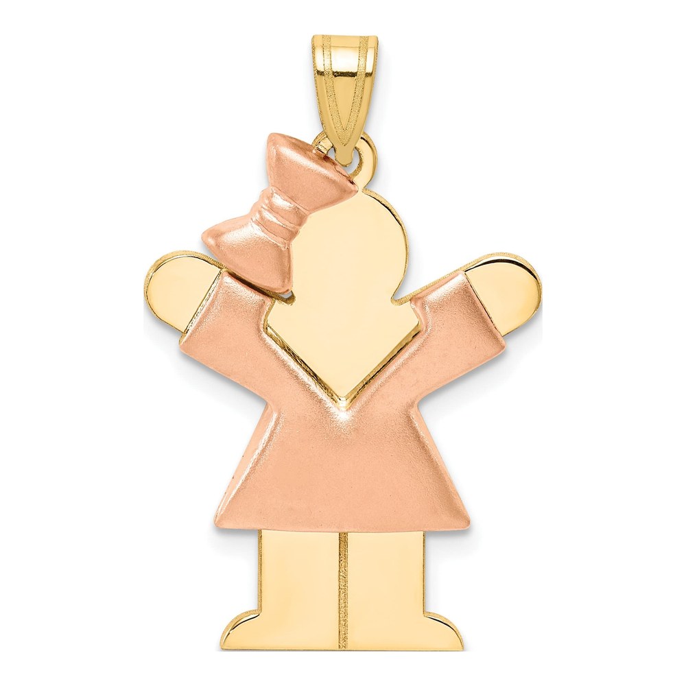 14K Two-Tone Gold Puffed Girl Charm