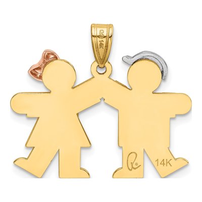 14K Tri-Color Gold Kids Boy Girl Kiss Pendant – view 4