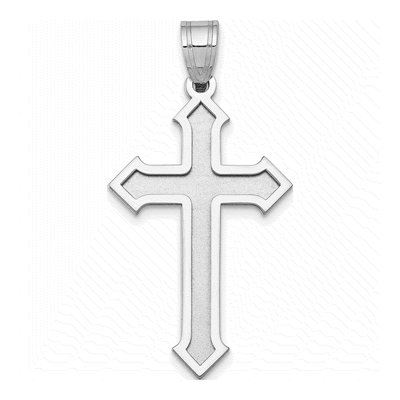 14K White Gold Passion Cross Pendant
