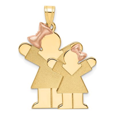 14K Two-Tone Gold Big Little Girl Love Charm