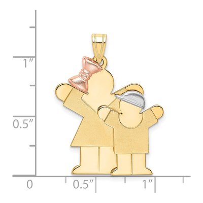 14K Tri-Color Gold Big Girl Little Boy Love Charm – view 4