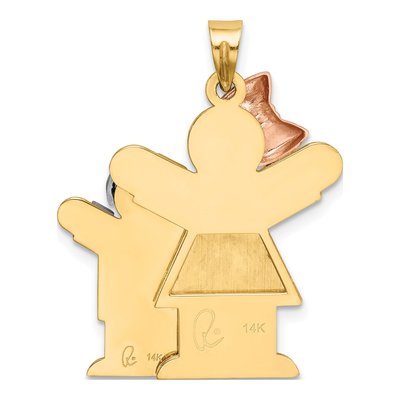 14K Tri-Color Gold Big Girl Little Boy Love Charm – view 5