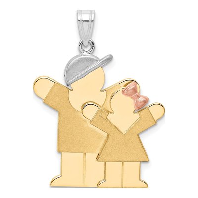 14K Tri-Color Gold Boy Girl Love Charm