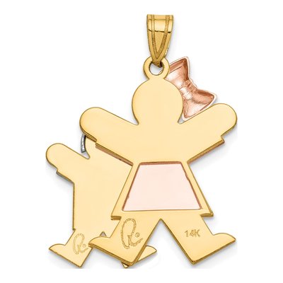 14K Tri-Color Gold Big Girl Little Boy Joy Charm – view 5