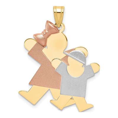 14K Tri-Color Gold Big Girl Little Boy Joy Charm